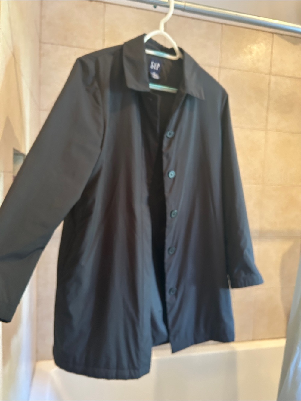 GAP Black Women's Button-Front Trench Coat